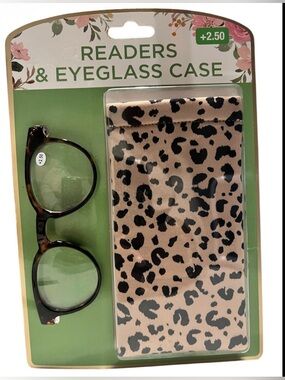 Readers +2.50 w/ Eyeglass Case NWT Stylish Lightweight